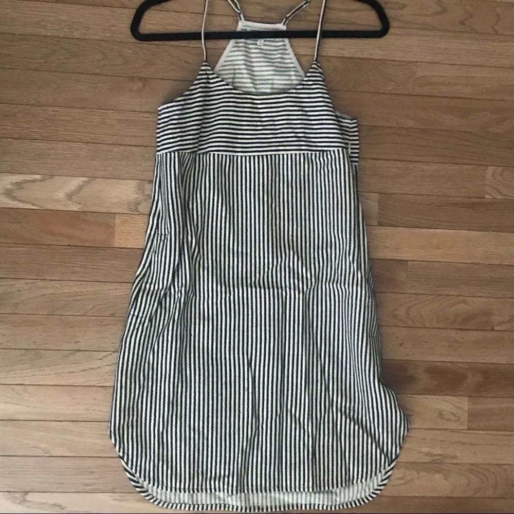 Madewell black/cream striped dress size 0 fits 0-2